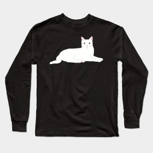 The White cat chilling and watching you, waiting for some playtime Long Sleeve T-Shirt